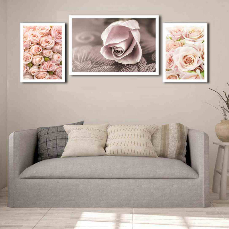 تابلو بکلیت طرح گل رز مدل W-184 مجموعه 3 عددی