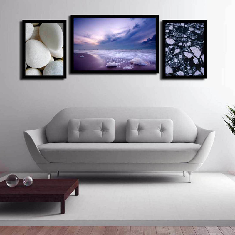 تابلو بکلیت طرح طبیعت دریا و ساحل مدل B-183 مجموعه 3 عددی