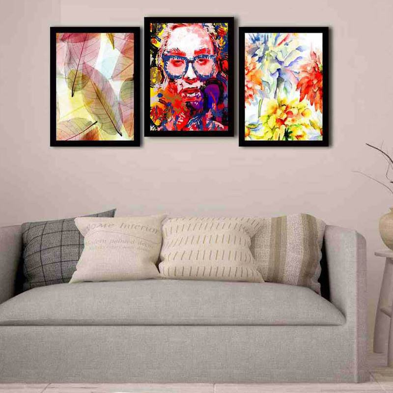 تابلو بکلیت طرح آبرنگی مدل دکوراتیو B-179 مجموعه 3 عددی