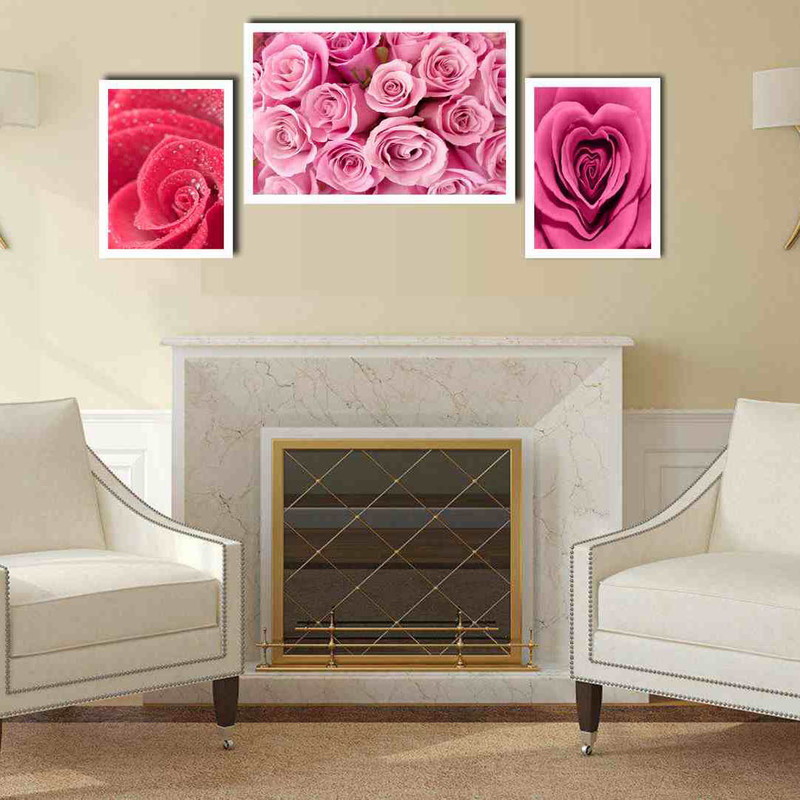 تابلو بکلیت طرح گل رز مدل W-178 مجموعه 3 عددی
