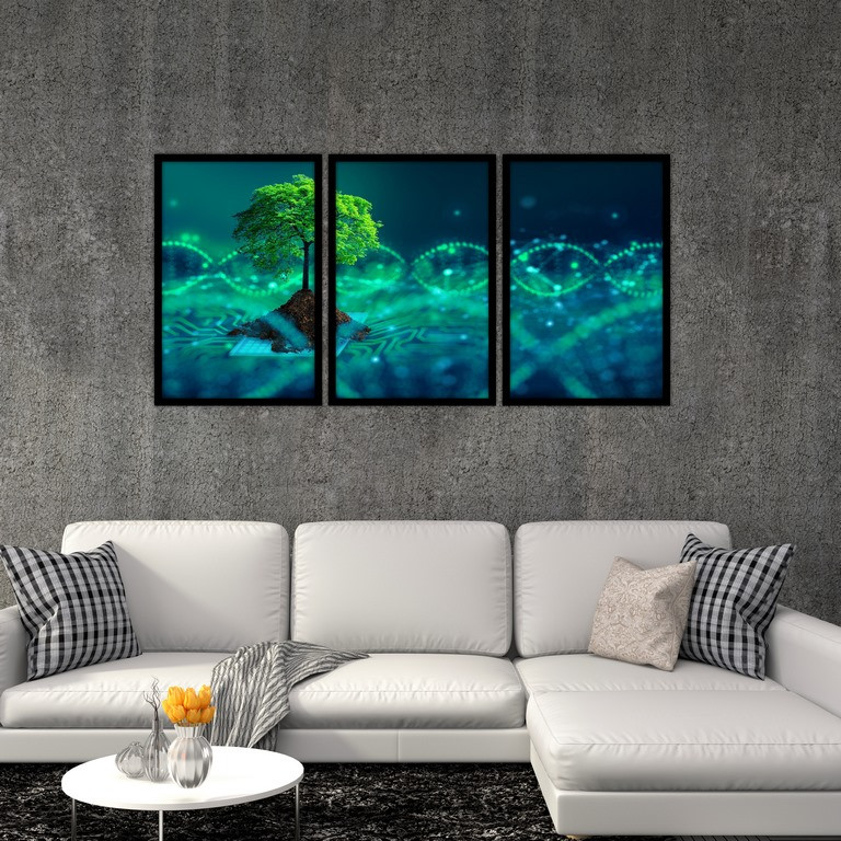 تابلو بکلیت طرح تک درخت سبز مدل B-S4769 مجموعه 3 عددی