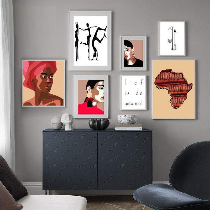 تابلو بکلیت طرح فرهنگ قاره آفریقا مدل دکوراتیو W-279 مجموعه 7 عددی