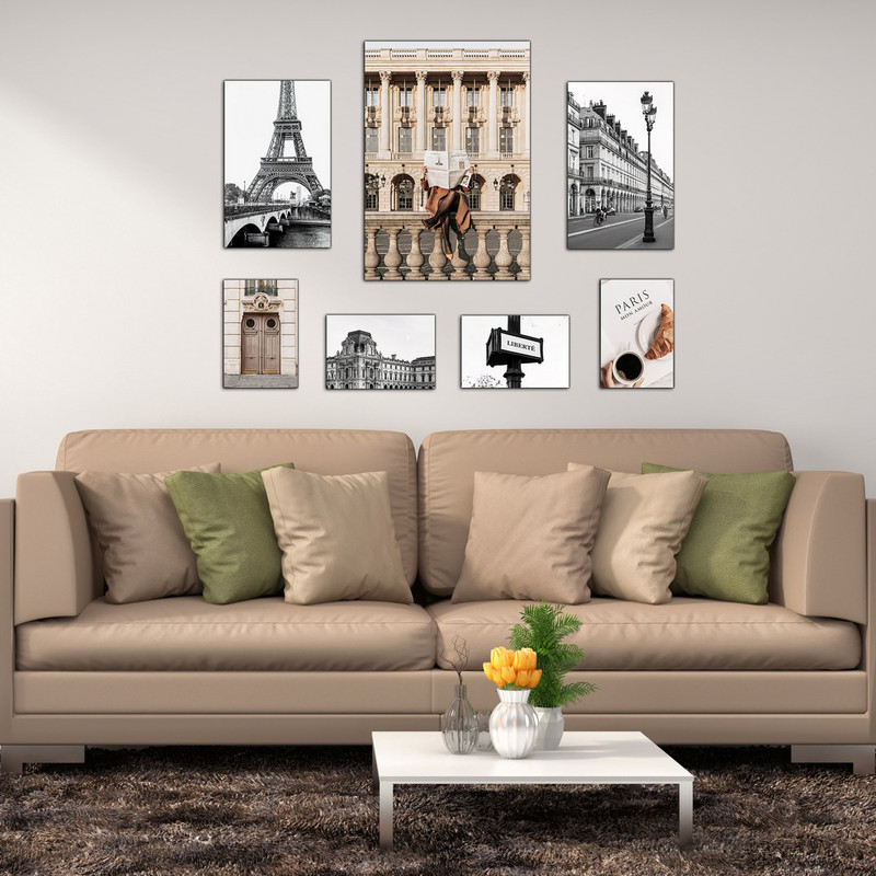 تابلو شاسی بکلیت طرح منظره شهری و برج ایفل  مدل SH-497 مجموعه 7 عددی