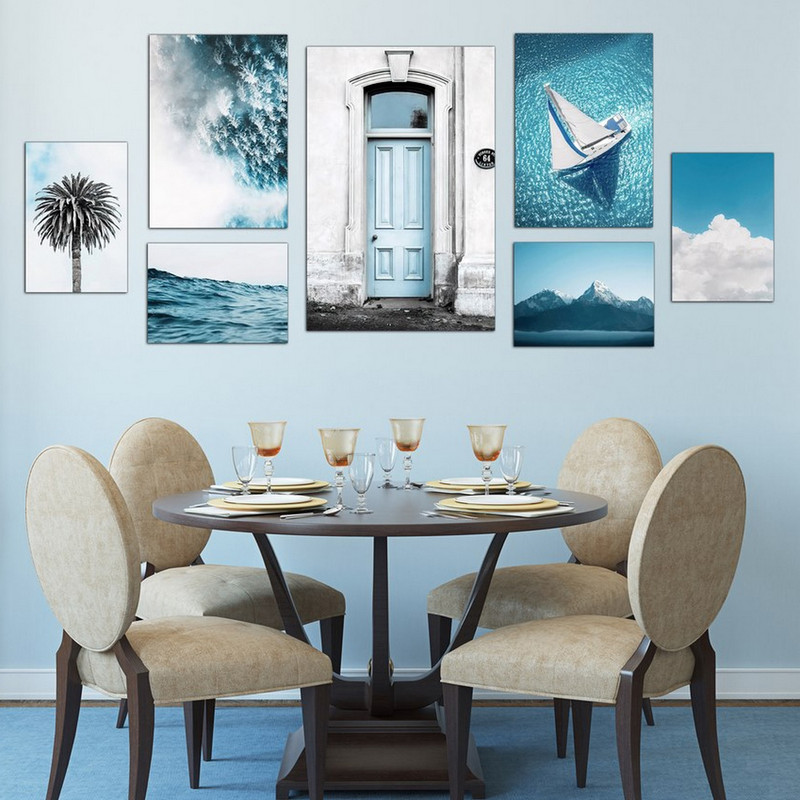 تابلو شاسی بکلیت طرح طبیعت دریا و کوه مدل SH-495 مجموعه 7 عددی