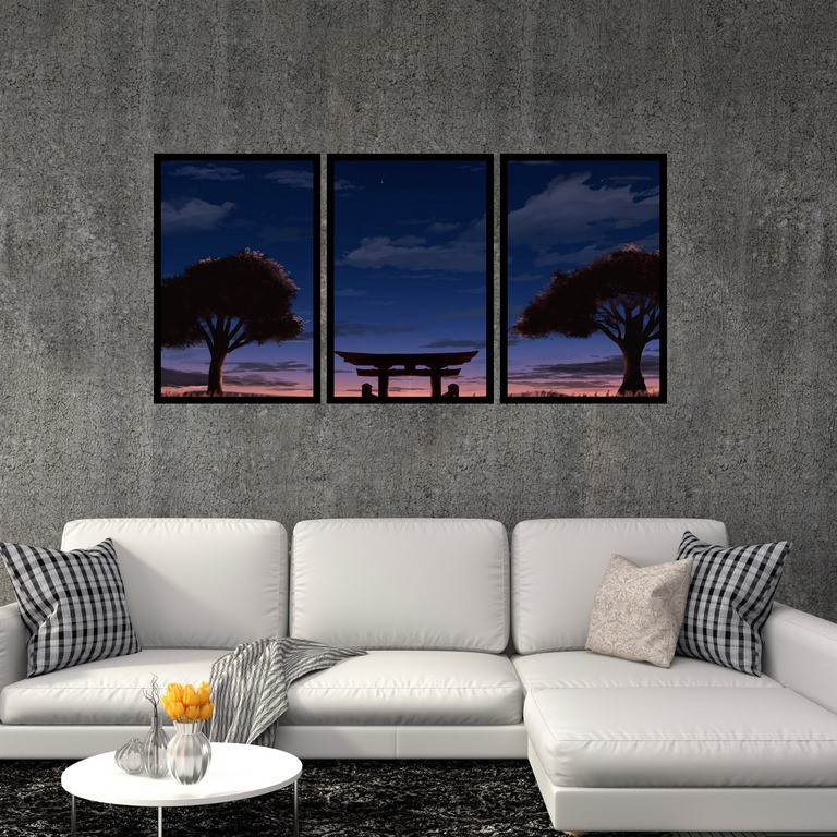 تابلو بکلیت طرح نقاشی آسیای شرقی مدل B-S4839 مجموعه 3 عددی