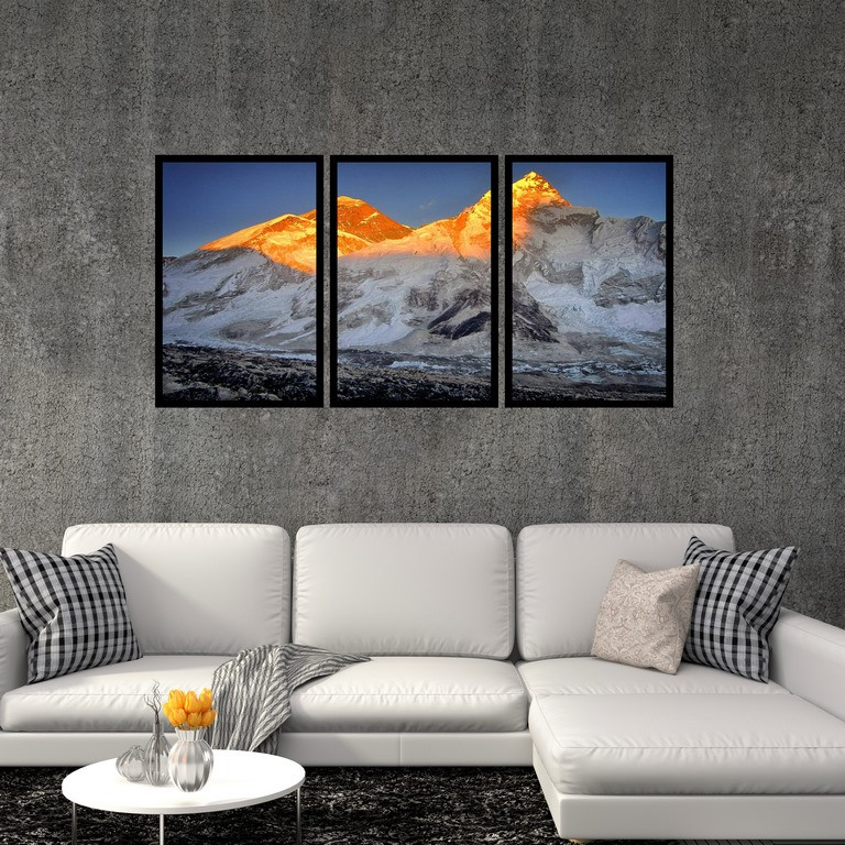 تابلو بکلیت طرح منظره کوهستان و طلوع آفتاب مدل B-S4836 مجموعه 3 عددی