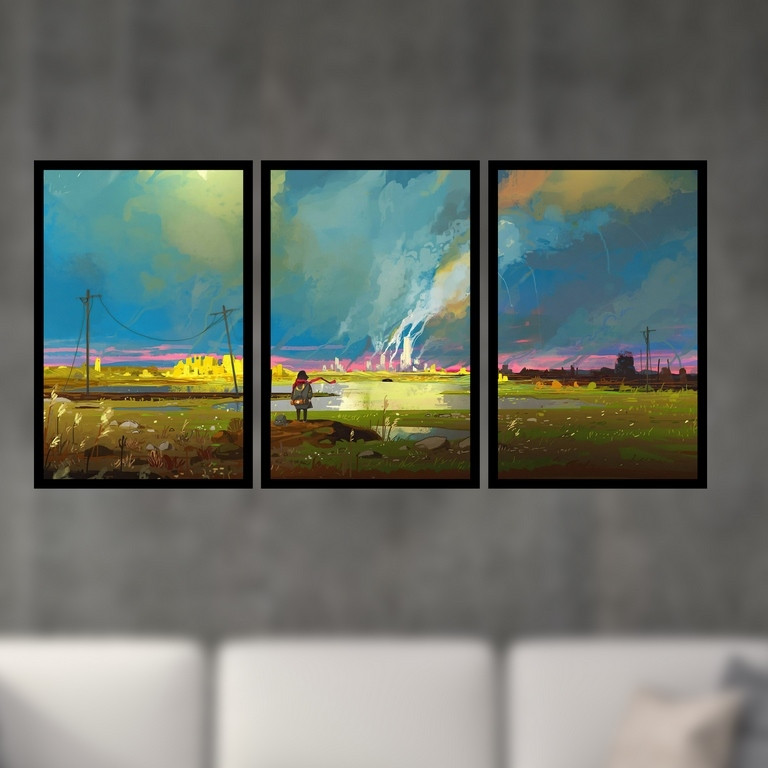 تابلو بکلیت طرح نقاشی انیمه نام تو مدل B-S4900 مجموعه 3 عددی