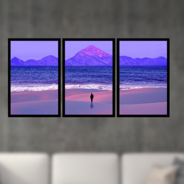 تابلو بکلیت طرح منظره ساحل دریا مدل B-S4783 مجموعه 3 عددی