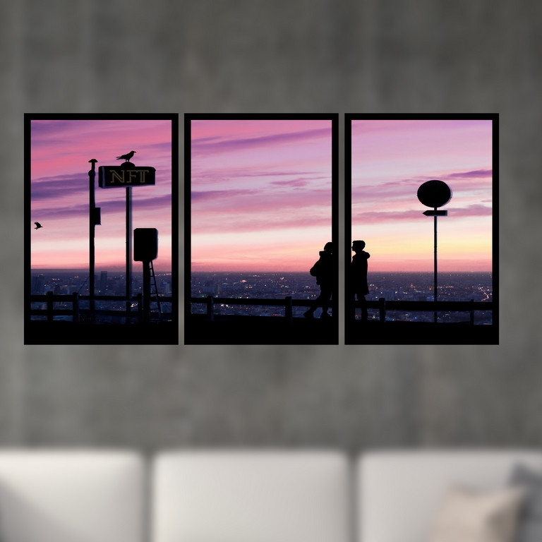 تابلو بکلیت طرح نقاشی غروب آفتاب مدل B-S4782 مجموعه 3 عددی