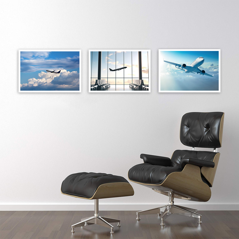 تابلو بکلیت طرح دفتر هواپیمایی و مسافرت مدل W-673 مجموعه 3 عددی