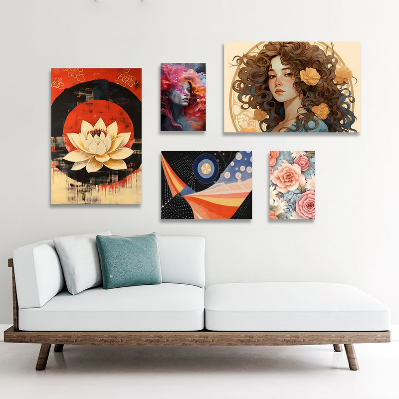 تابلو شاسی بکلیت طرح گل رنگی و چهره مدل SH-1166  مجموعه 5 عددی