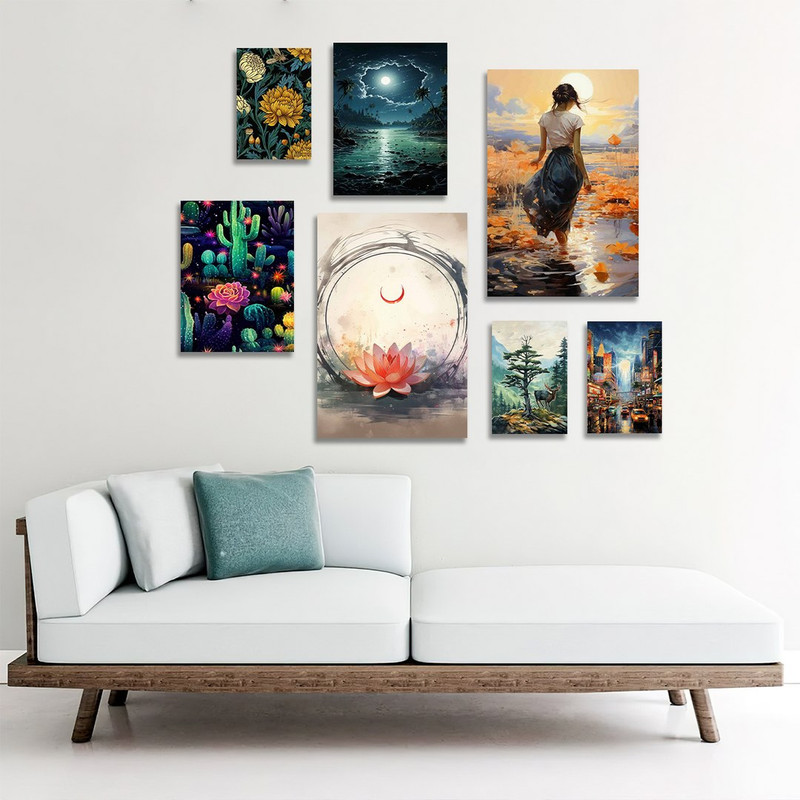 تابلو شاسی بکلیت طرح منظره طبیعت مدل SH-1157  مجموعه 7 عددی