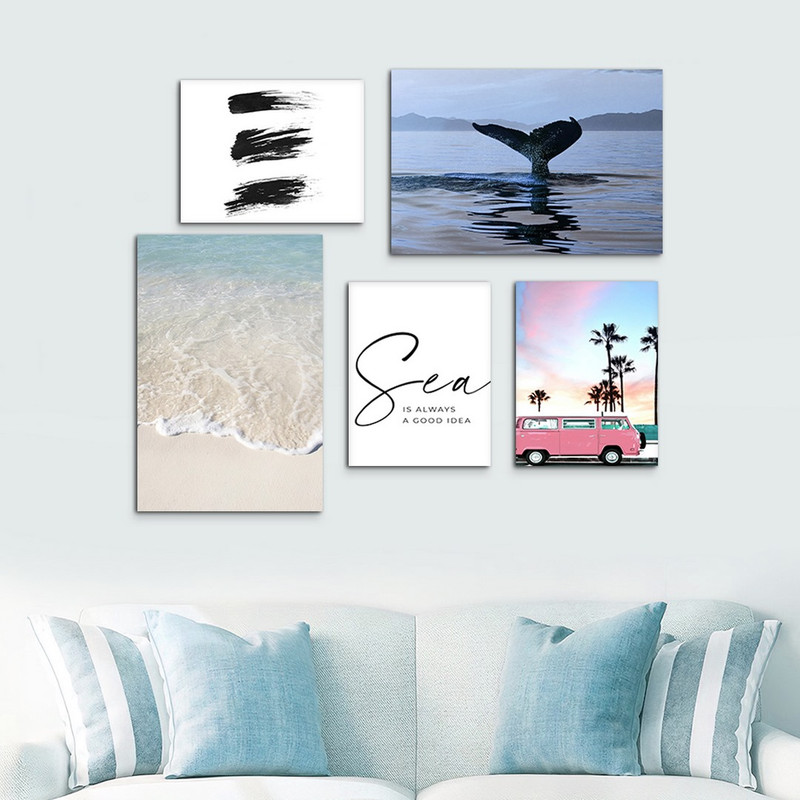 تابلو شاسی بکلیت طرح ساحل دریا مدل SH-1026 مجموعه 5 عددی