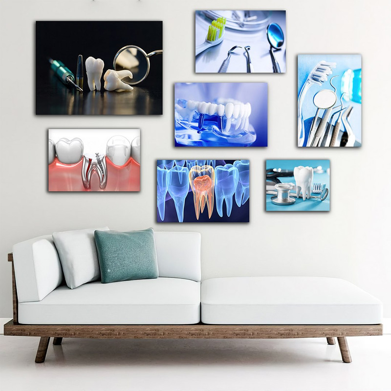 تابلو شاسی بکلیت طرح دندان پزشکی و ایمپلنت مدل SH-933 مجموعه 7 عددی