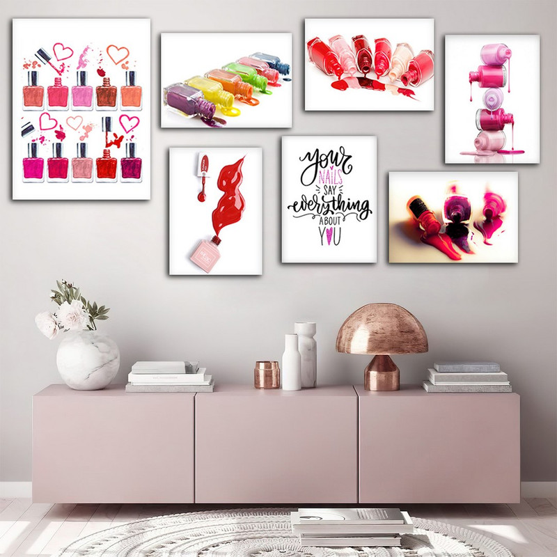 تابلو شاسی بکلیت طرح سالن آرایش ناخن و لاک مدل SH-925 مجموعه 7 عددی