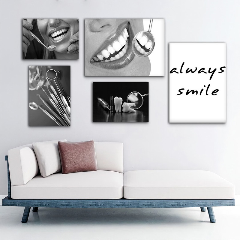 تابلو شاسی بکلیت طرح لبخند و دندان پزشکی مدل SH-914 مجموعه 5 عددی