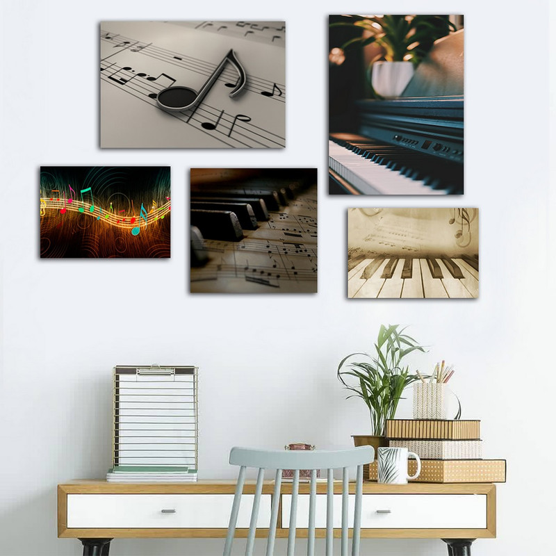 تابلو شاسی بکلیت طرح ساز موسیقی ویولن و نت موسیقی مدل SH-912 مجموعه 5 عددی