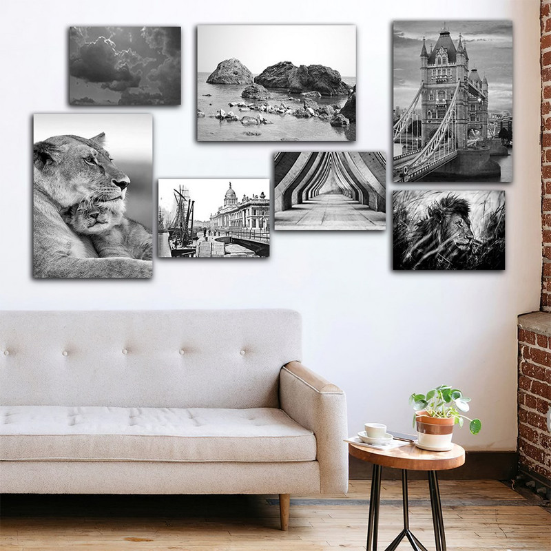 تابلو شاسی بکلیت طرح حیات وحش شیر و نمای درون شهر مدل SH-872 مجموعه 7 عددی