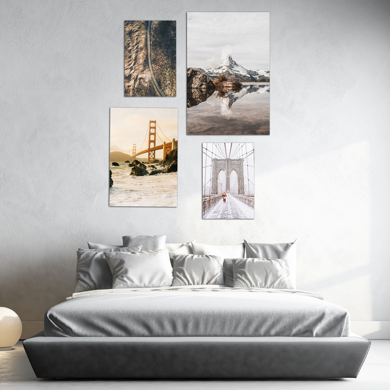 تابلو شاسی بکلیت طرح منظره طبیعت زمستانی مدل SH-445 مجموعه 4 عددی