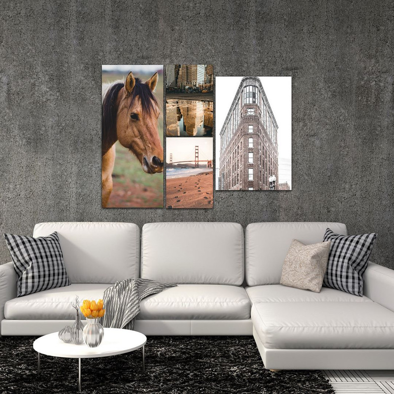 تابلو شاسی بکلیت طرح منظره و اسب مدل SH-451 مجموعه 4 عددی