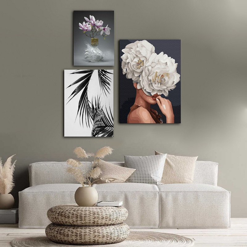 تابلو شاسی بکلیت طرح گل و برگ مدل SH-336 مجموعه 3 عددی