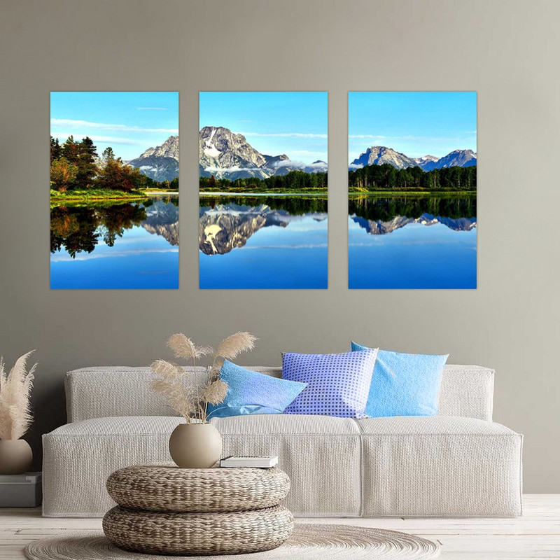 تابلو شاسی بکلیت طرح منظره کوه و دریا مدل SH-330 مجموعه 3 عددی