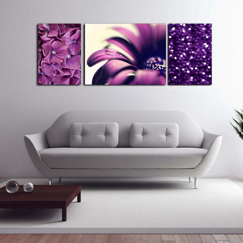 تابلو شاسی بکلیت طرح گل بنفش مدل SH-156 مجموعه 3 عددی