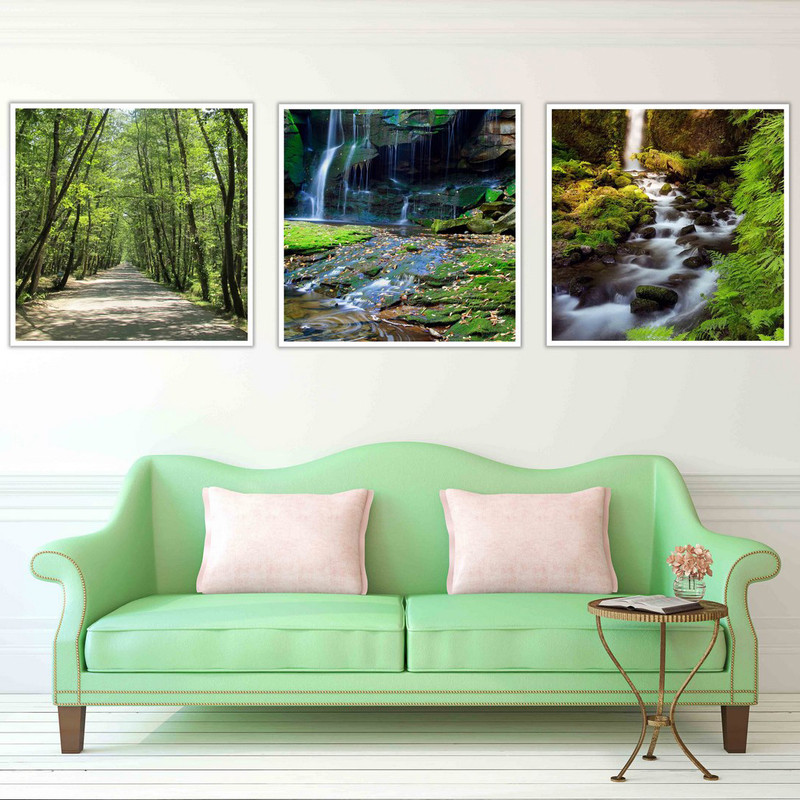 تابلو بکلیت طرح طبیعت بهاری و سرسبز مدل W-450 مجموعه 3 عددی