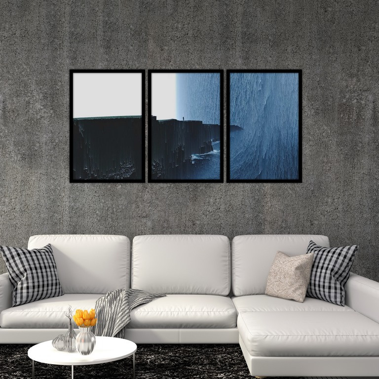 تابلو بکلیت طرح منظره اقیانوس سه بعدی مدل B-S4868 مجموعه 3 عددی