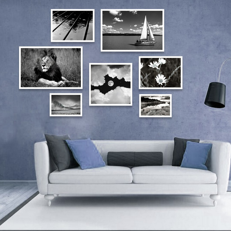 تابلو بکلیت مدل طرح دکوراتیو اداری طبیعت W-1058  مجموعه 7 عددی