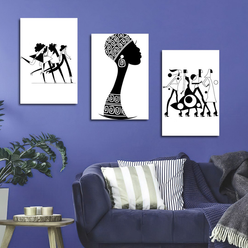 تابلو شاسی بکلیت طرح نقاشی دکوراتیو مدرن سبک کوبیسم مدل SH-1415 مجموعه 3 عددی