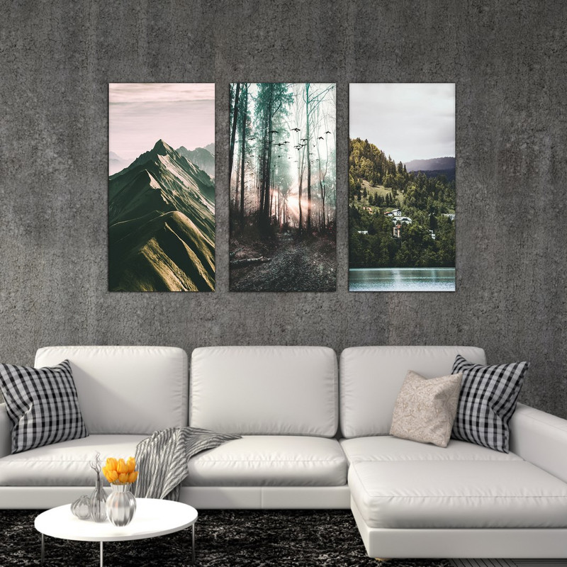 تابلو شاسی بکلیت طرح طبیعت جنگل مدل SH-509 مجموعه 3 عددی