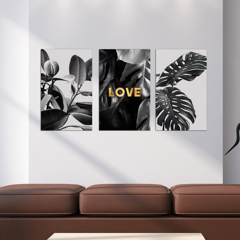 تابلو شاسی بکلیت طرح دکوراتیو برگ انجیری مدل SH-496 مجموعه 3 عددی