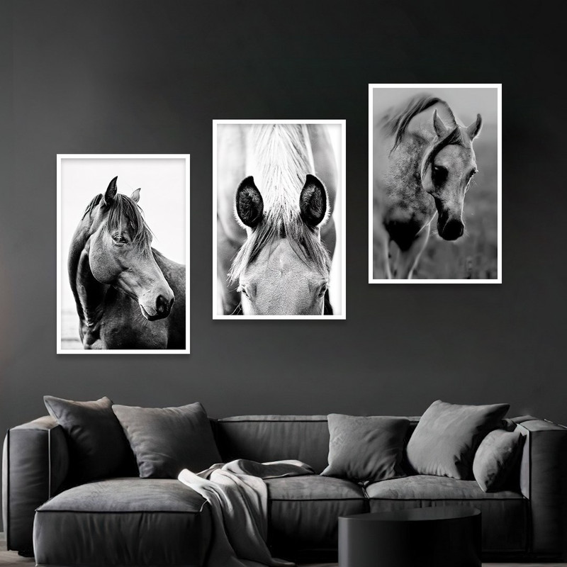 تابلو بکلیت مدل طرح اسب سفید W-1115 مجموعه 3 عددی