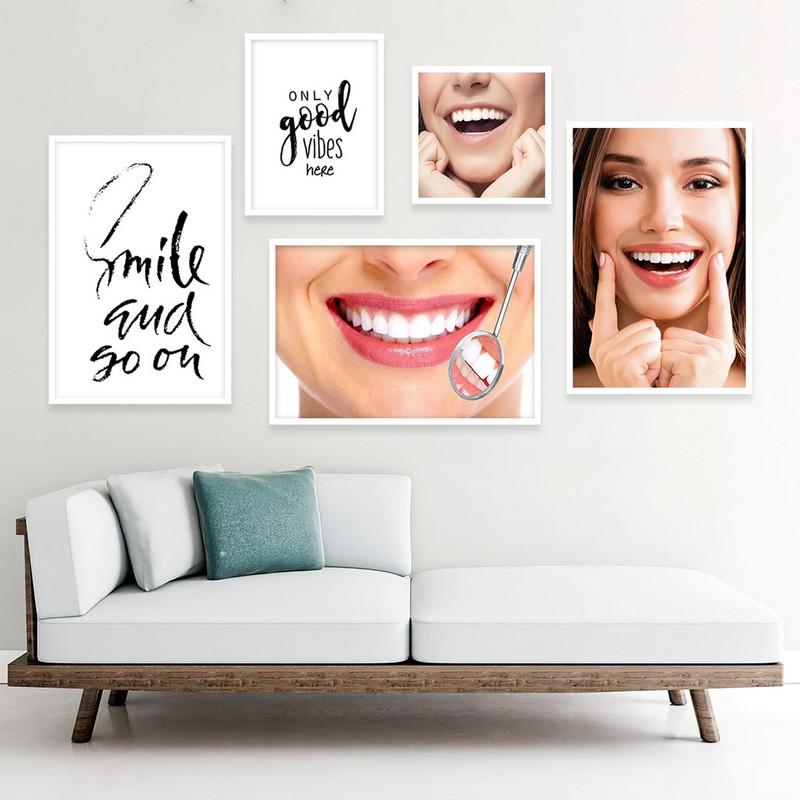 تابلو بکلیت مدل طرح لبخند و دندانپزشکی W-1089 مجموعه 5 عددی