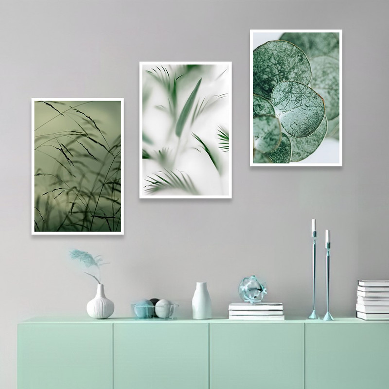 تابلو بکلیت مدل طرح برگ سبز W-1083 مجموعه 3 عددی