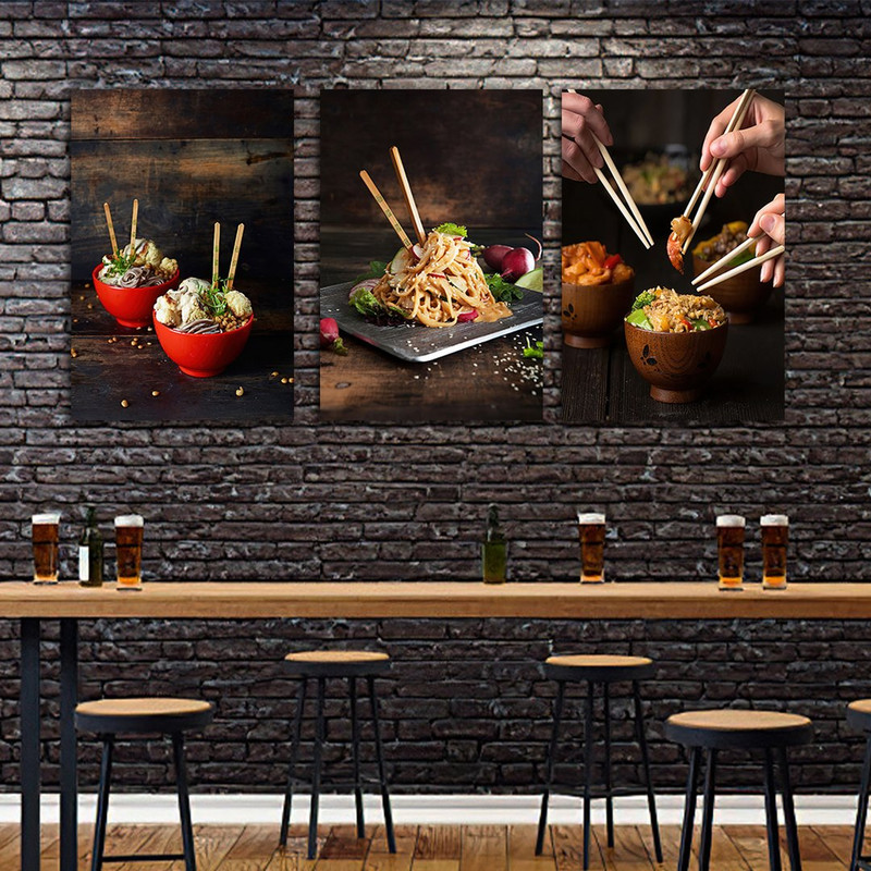 تابلو شاسی بکلیت طرح رستوران غذای ژاپنی نودل و رامن مدل SH-834 مجموعه 3 عددی