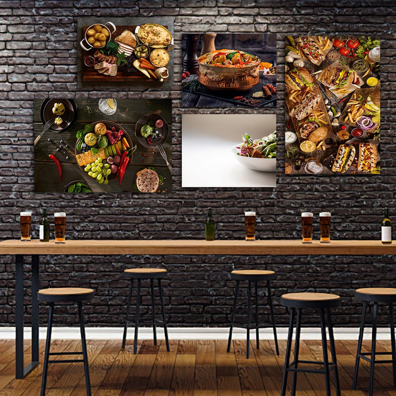 تابلو شاسی بکلیت طرح رستوران و فست فود مدل SH-828 مجموعه 5 عددی