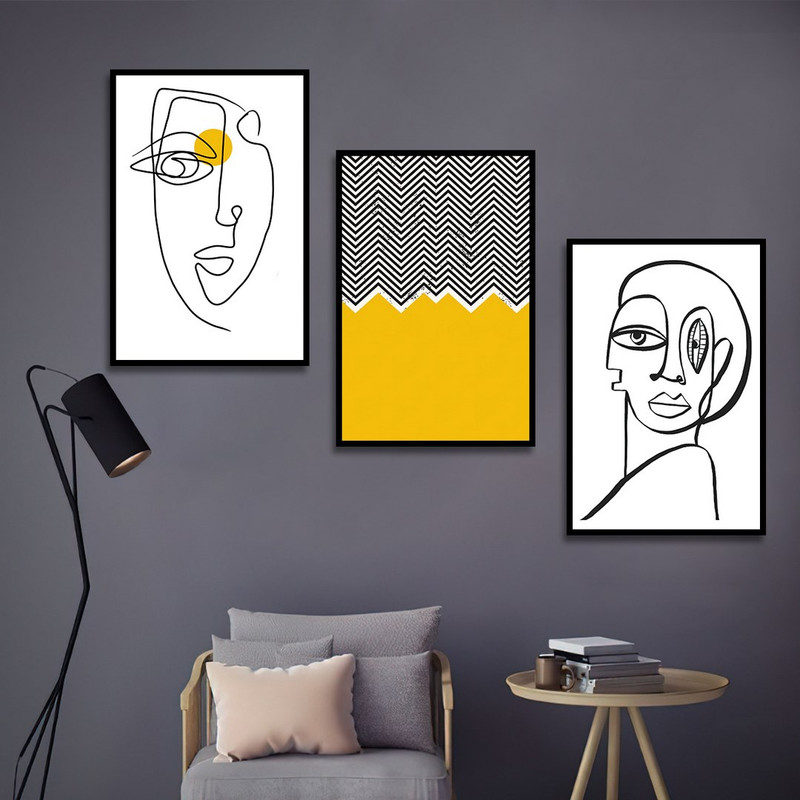 تابلو بکلیت طرح نقاشی دکوراتیو مدرن سبک کوبیسم مدل B-1435 مجموعه 3 عددی