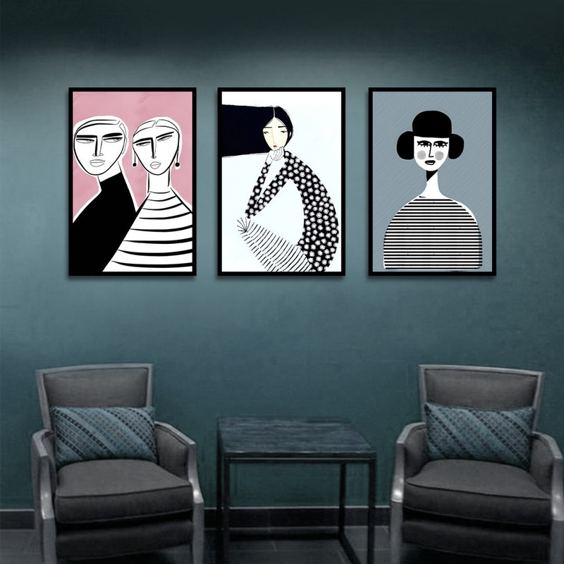 تابلو بکلیت طرح نقاشی دکوراتیو مدرن سبک کوبیسم مدل B-1400 مجموعه 3 عددی
