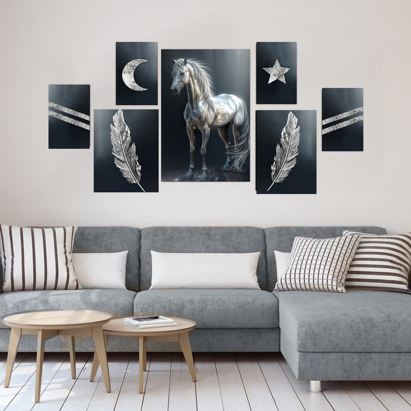 تابلو شاسی بکلیت طرح مدرن ماه و ستاره مدل SH-1541 مجموعه 7 عددی