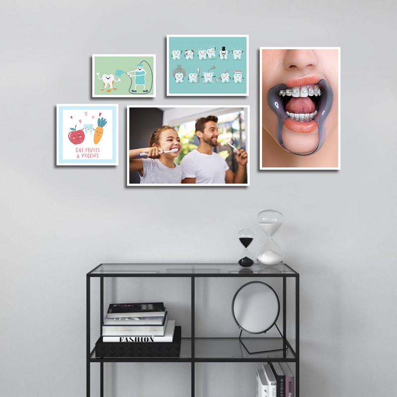 تابلو بکلیت طرح بهداشت دندان و دندانپزشکی مدل W-1820 مجموعه 5 عددی