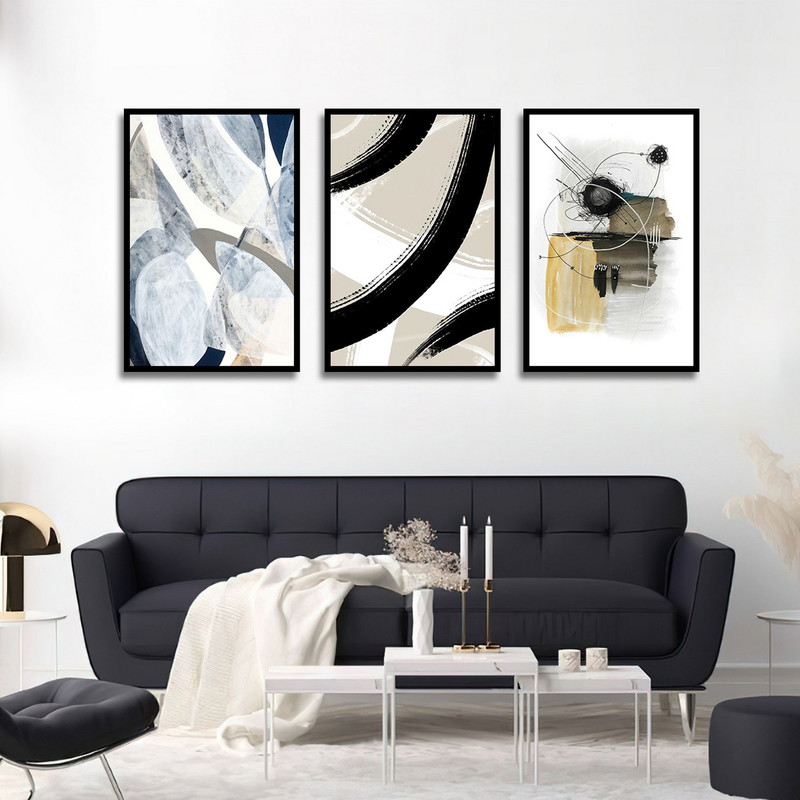تابلو بکلیت طرح نقاشی مدرن سبک آبستره مدل B-1792 مجموعه 3 عددی