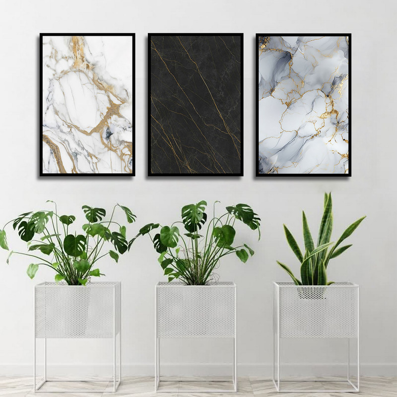 تابلو بکلیت طرح دکوری مدرن مرمر مدل B-1741 مجموعه 3 عددی