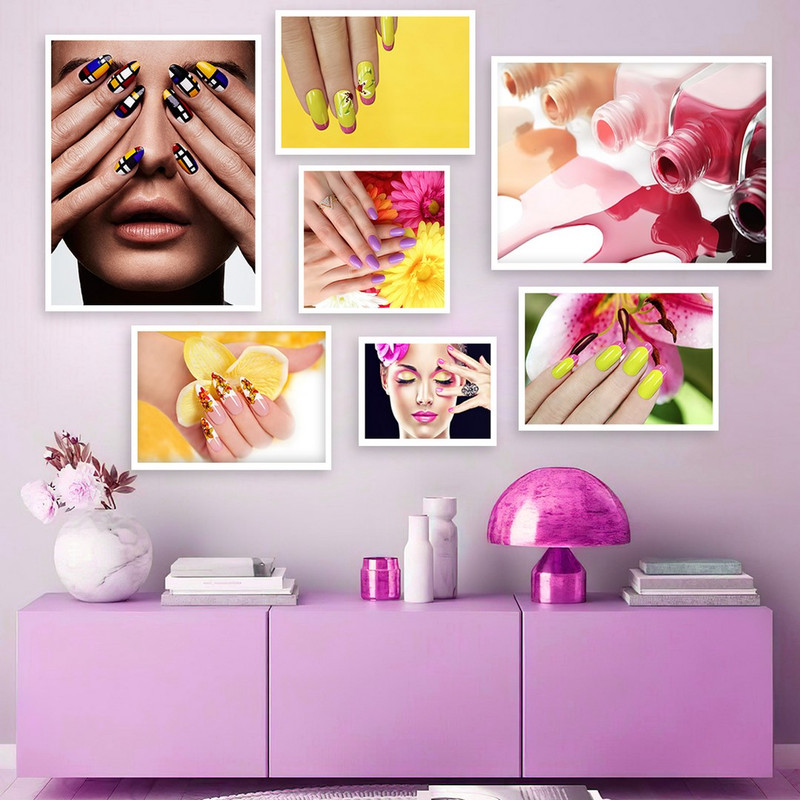 تابلو بکلیت طرح سالن زیبایی و مانیکور و پدیکور مدل W-923 مجموعه 7 عددی