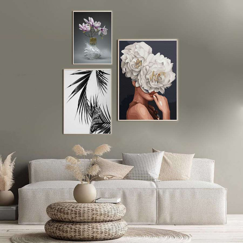 تابلو بکلیت طرح گل مدل دکوراتیو W-336 مجموعه 3 عددی