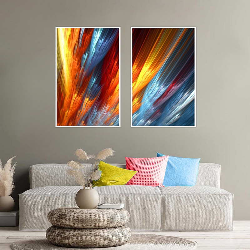 تابلو بکلیت طرح نقاشی مدرن و شکست نور مدل W-596 مجموعه 2 عددی 