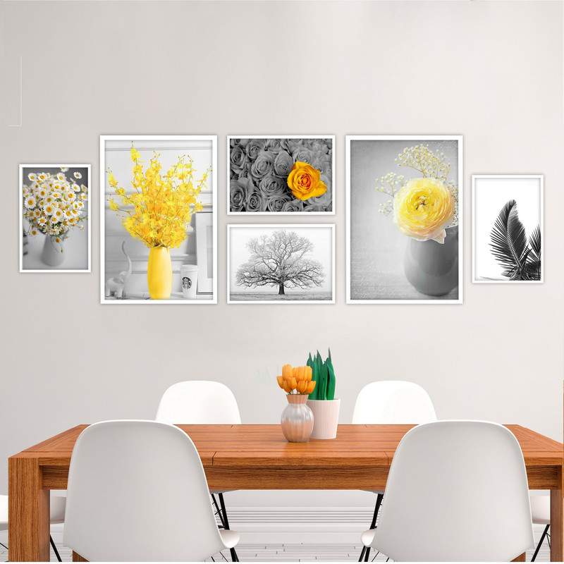 تابلو بکلیت طرح دکوراتیو گل های بهاری مدل W-600 مجموعه 6 عددی 