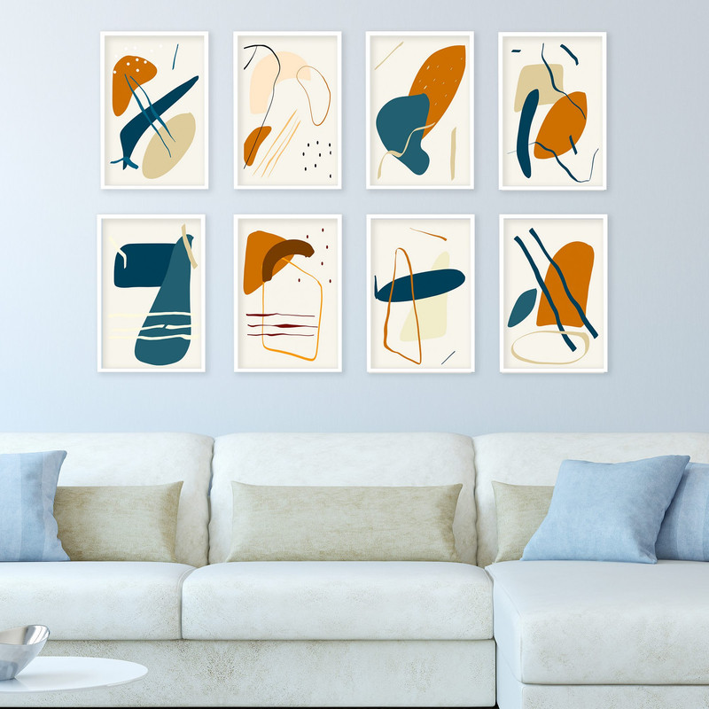 تابلو بکلیت طرح دکوراتیو اشکال انتزاعی مدل W-592 مجموعه 8 عددی 