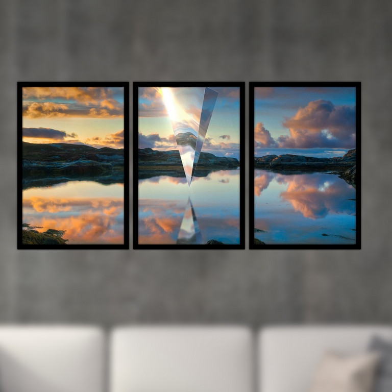 تابلو بکلیت طرح منظره طبیعت و منشور مدل B-S4741 مجموعه 3 عددی